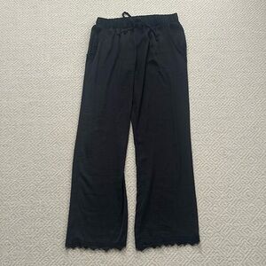 Black Faux Drawstring Pants with Lace Hem Size M